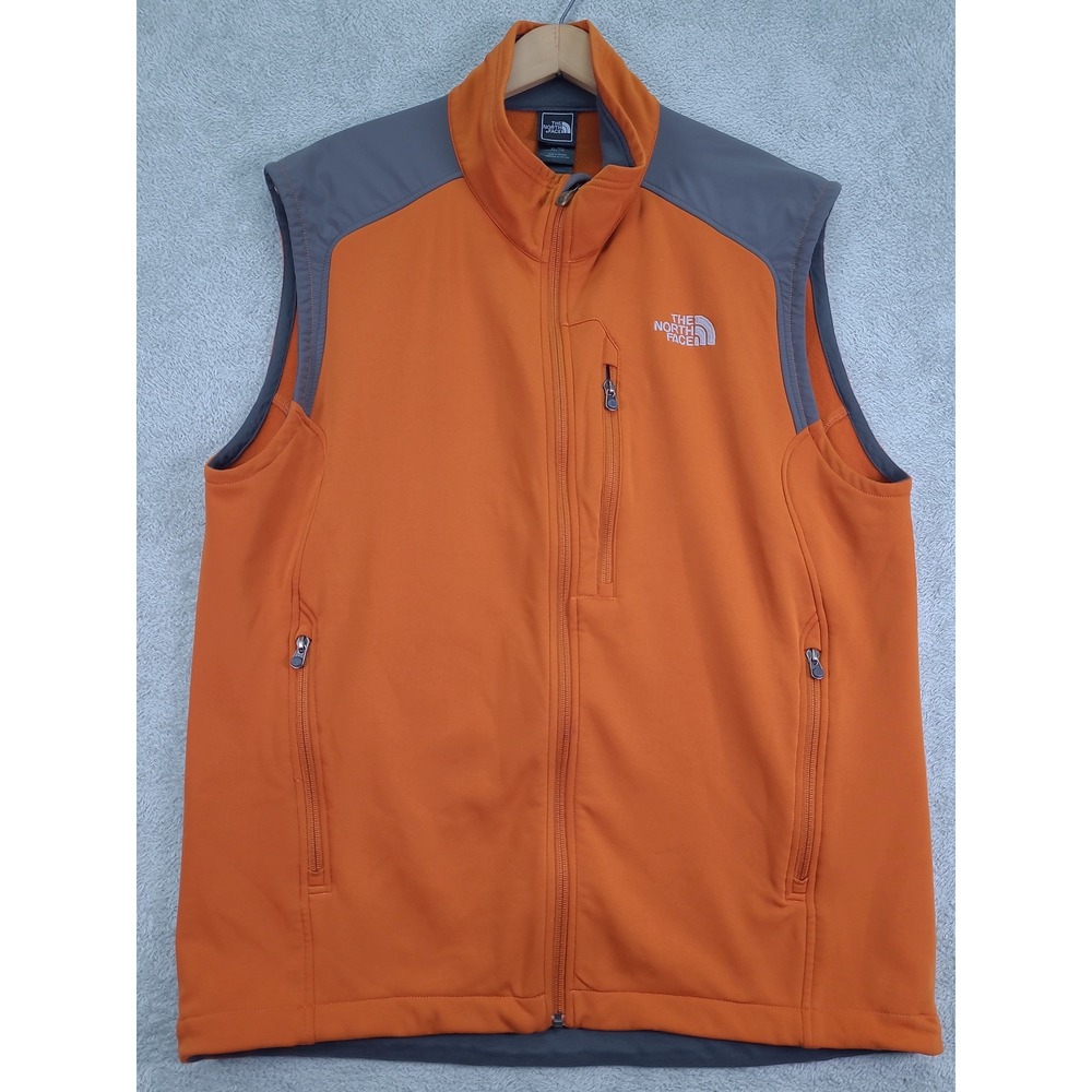 The North Face Mens XL Orange Gray Softshell Full Zip Apex Bionic Vest